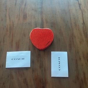 COACH Red Glitter Heart mirror NWT